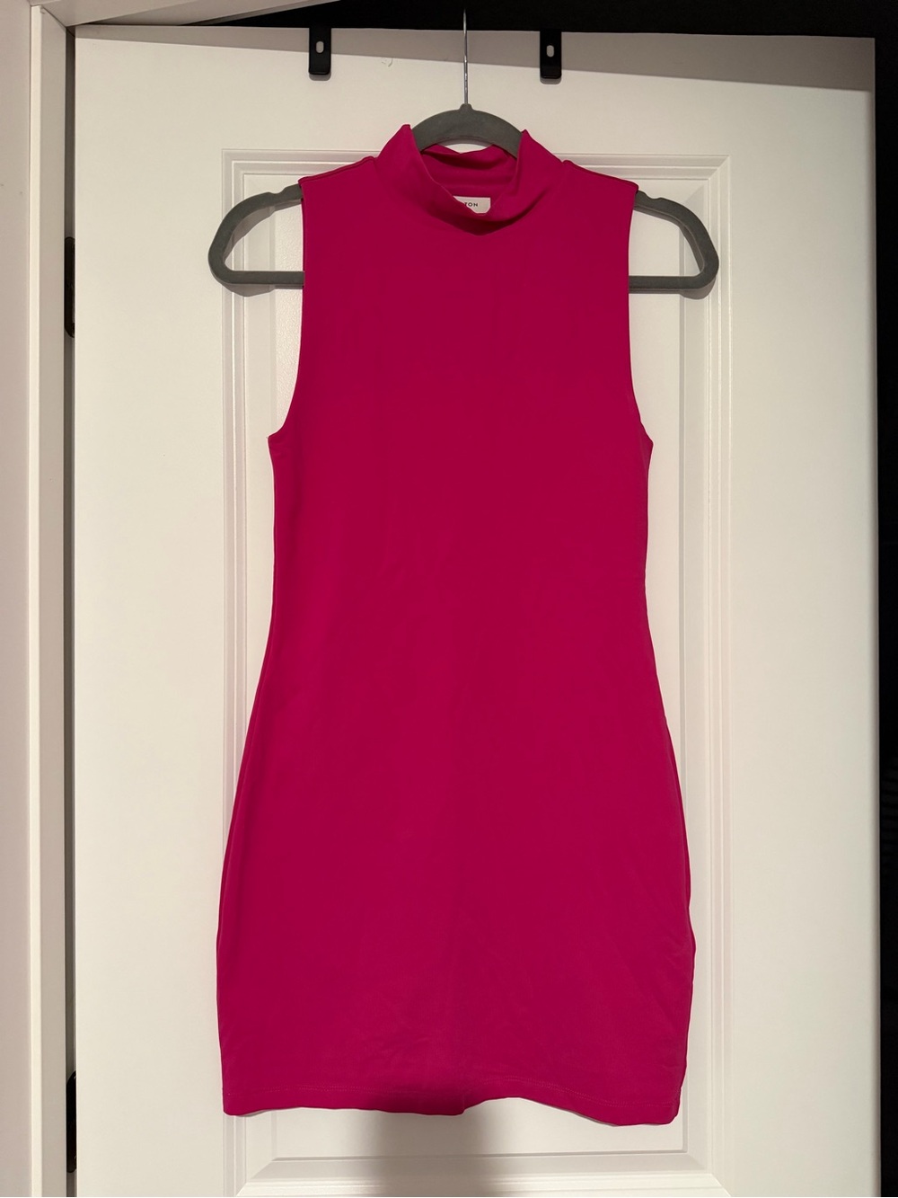 Babaton Sleeveless High-Neck Shift Dress in Fuchsia